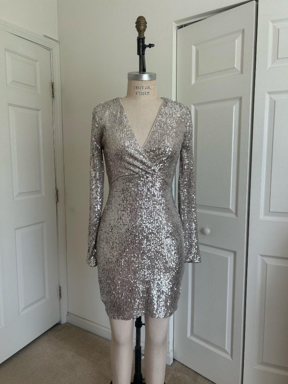 EXPRESS Silver Sequin Dress